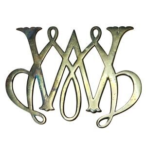 Vintage Williamsburg William and Mary Cypher Trivet Brass Kitchen Decor 8" x 6"